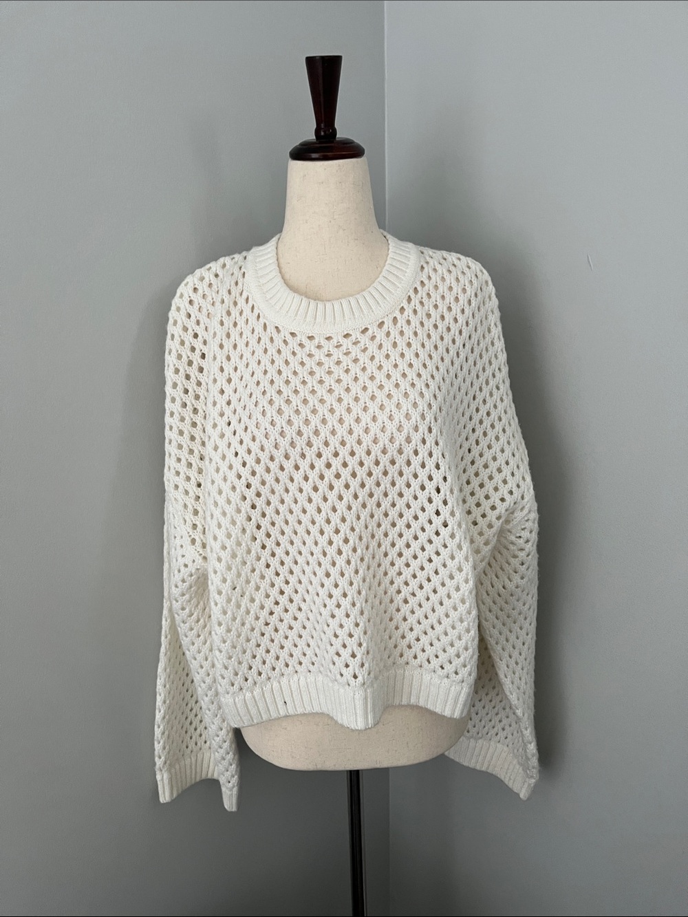 H&M Cream Open-Knit Crewneck Sweater